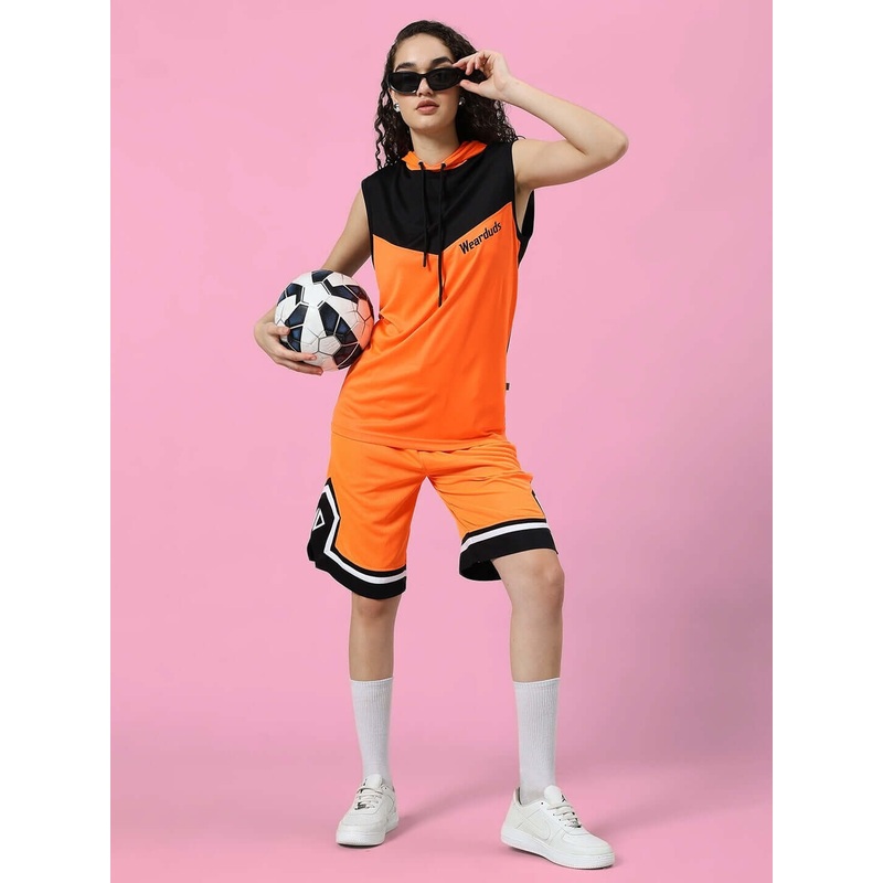 WOMEN’S FRANKY GYM CO-ORD SET ORANGE BLACK XS