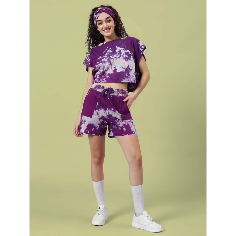 WOMEN’S JAMBUL TIE-DYE CO-ORD SET PURPLE XS