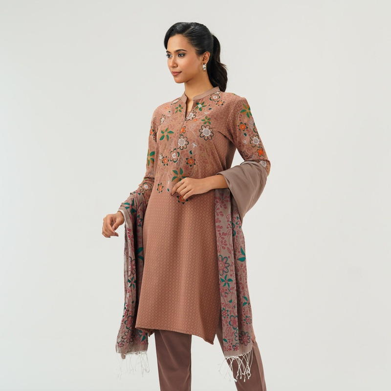 Womens Tan Embroidered 3-Piece Set S HAZELNUT TAN