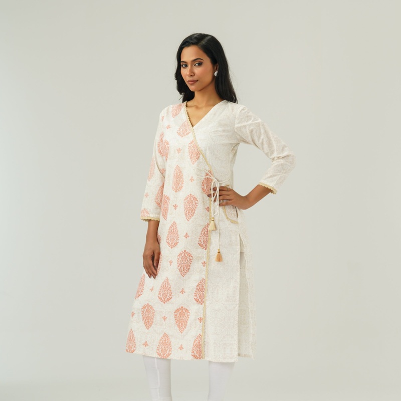 Womens White Cotton Kurti S WHITE