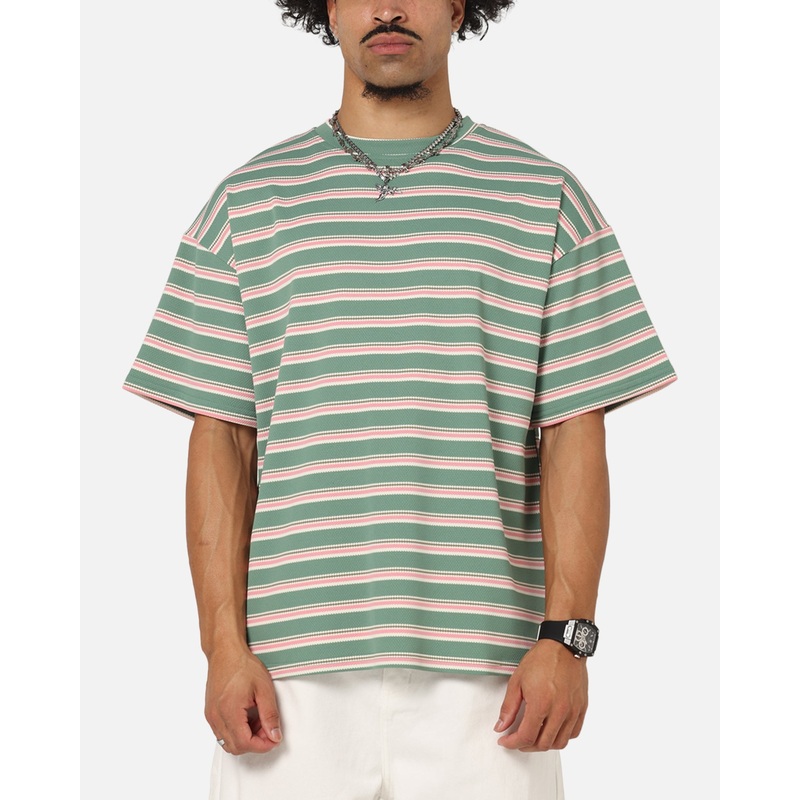 XXIII Standard Stripe T-Shirt Green/Pink S