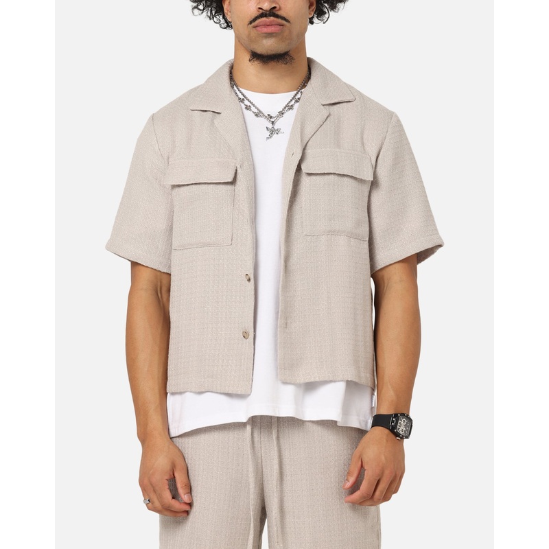 XXIII Textured Button Up Shirt Stone S