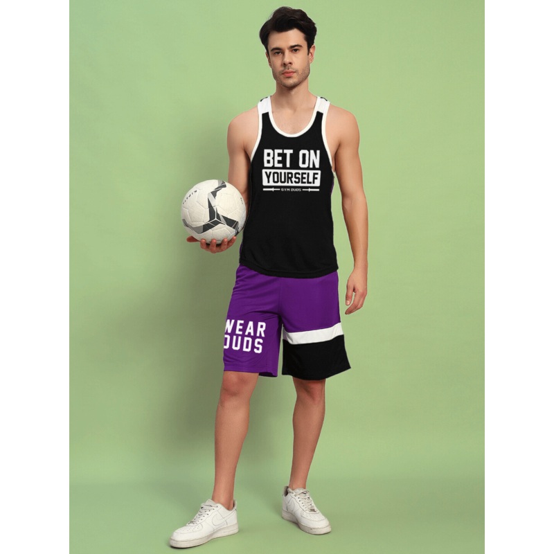 BET ON YOURSELF GYM CO-ORD SET BLACK PURPLE XS