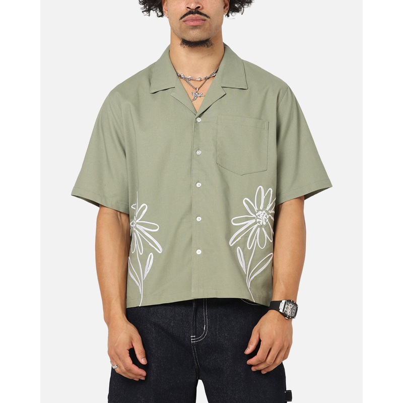 Carre Hand Picked Button Up Shirt Green XS