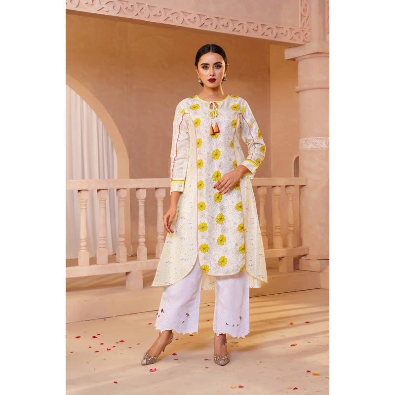 Ethnic Fusion Kurti- OFF WHITE 2XL OFF WHITE