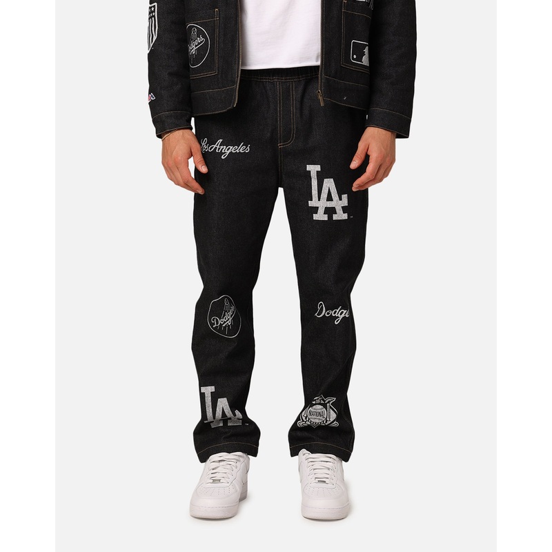 Majestic Athletic Los Angeles Dodgers Etched Denim Jeans Washed Black Denim S