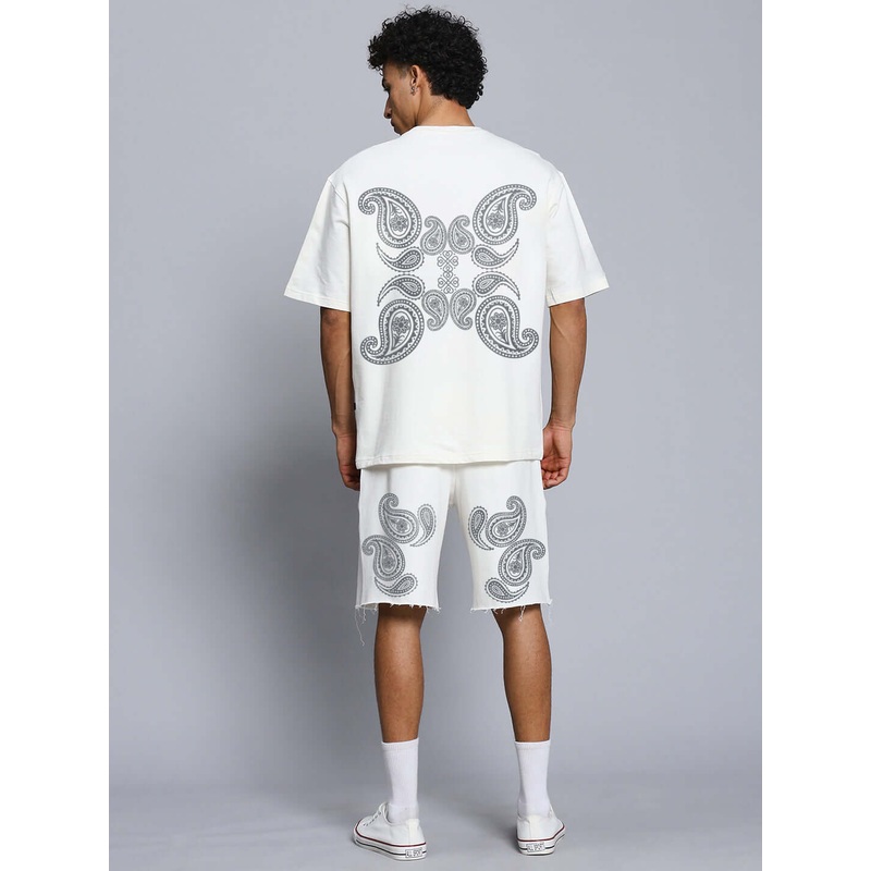 MESSI PAISLEY PRINT CO-ORD SET OFF WHITE XS