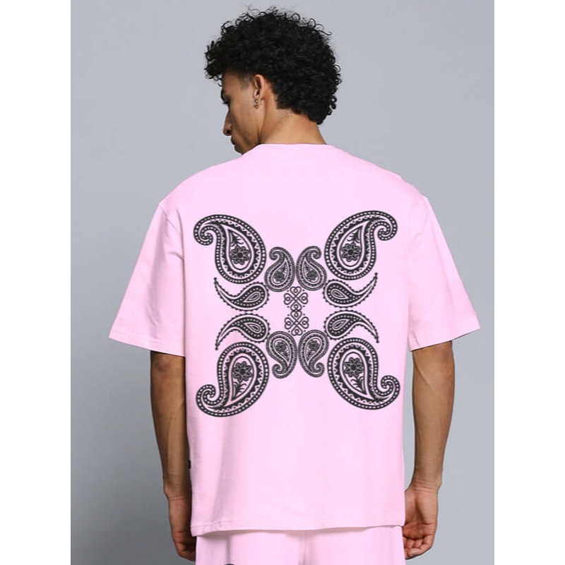 MESSI PAISLEY PRINT OVER-SIZED T-SHIRT PINK XS