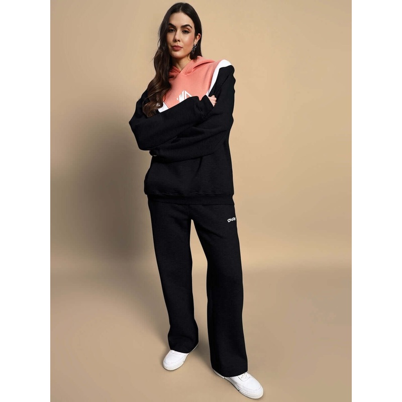 WOMEN POLAR COLORBLOCK CO-ORD BLACK PEACH S