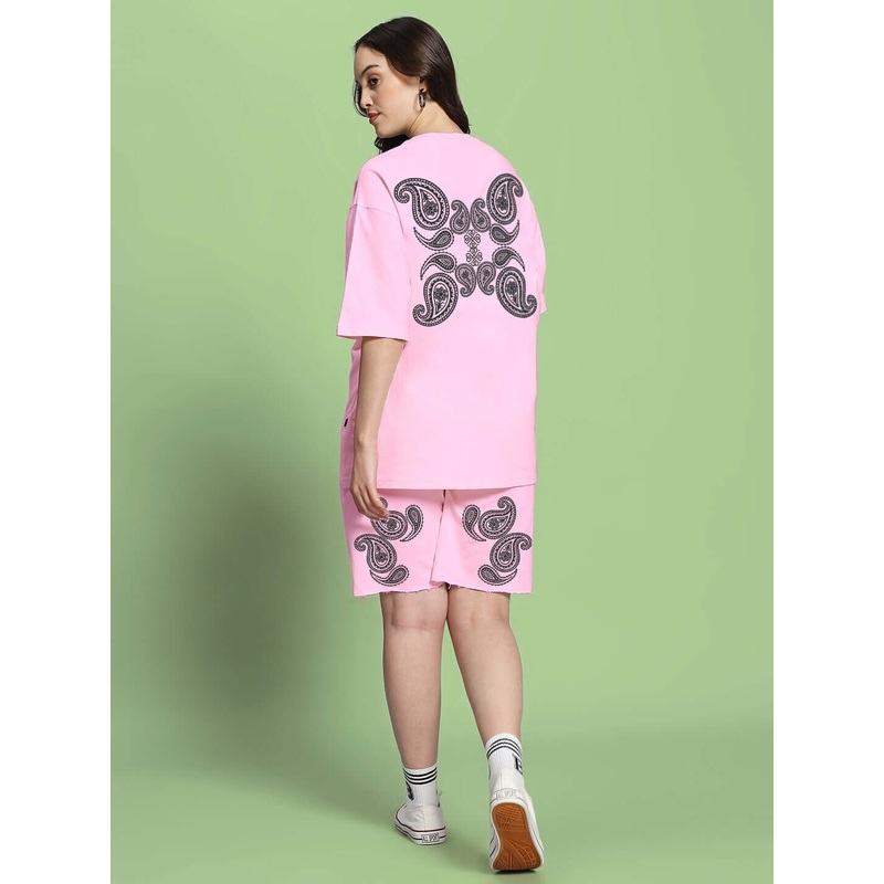 WOMEN’S MESSI PAISLEY PRINT CO-ORD SET PINK XS