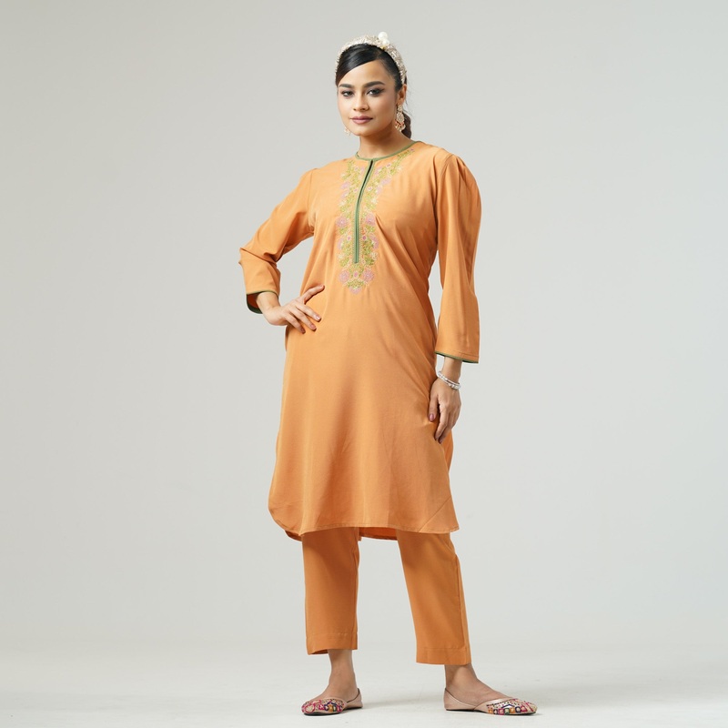 Womens Ethnic Burnt Orange Two Piece Set S BURNT ORANGE