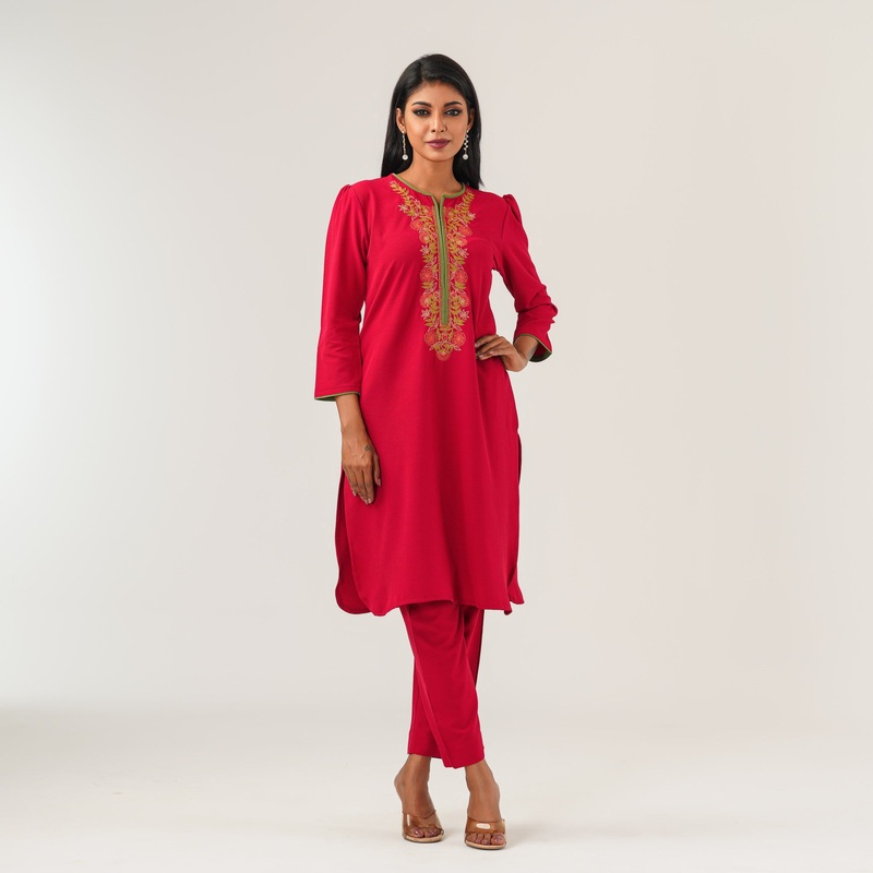 Womens Ethnic Maroon Two Piece Set S MAROON