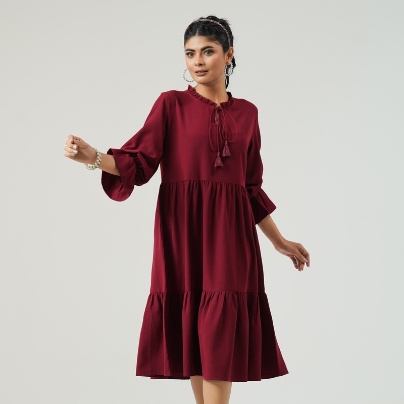 Womens Maroon Dress S MAROON
