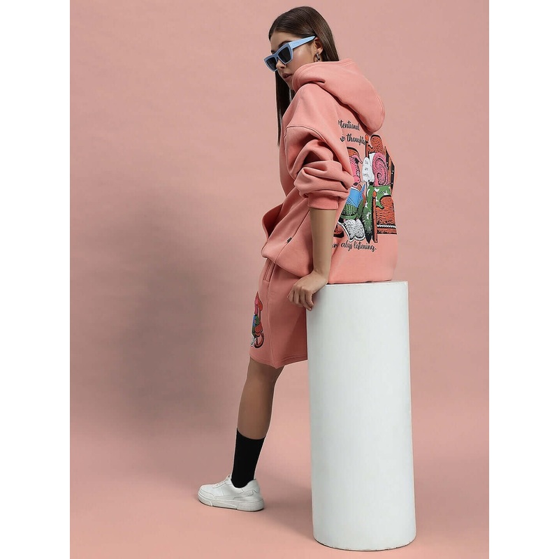 WOMEN DELIBERATE FLEECE CO-ORD PEACH XS