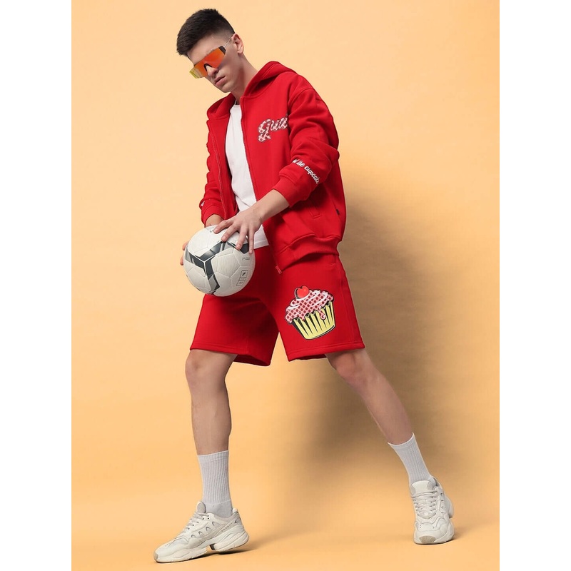 CUPCAKE COTTON FLEECE CO-ORD RED XS