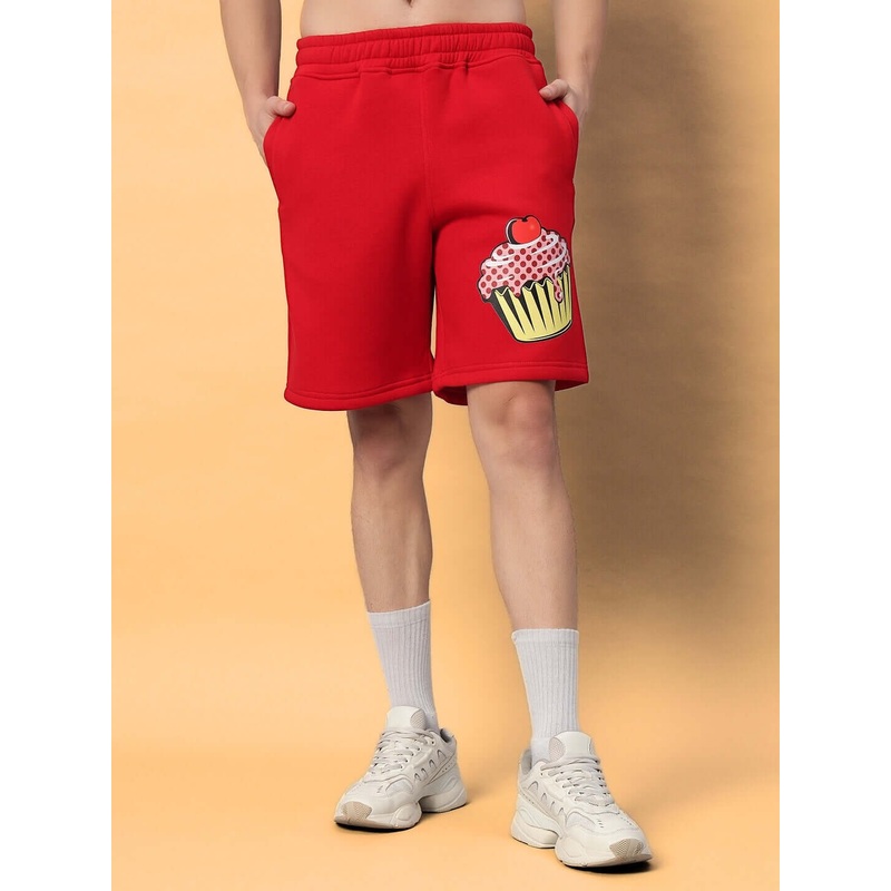 CUPCAKE COTTON FLEECE SHORTS RED XS