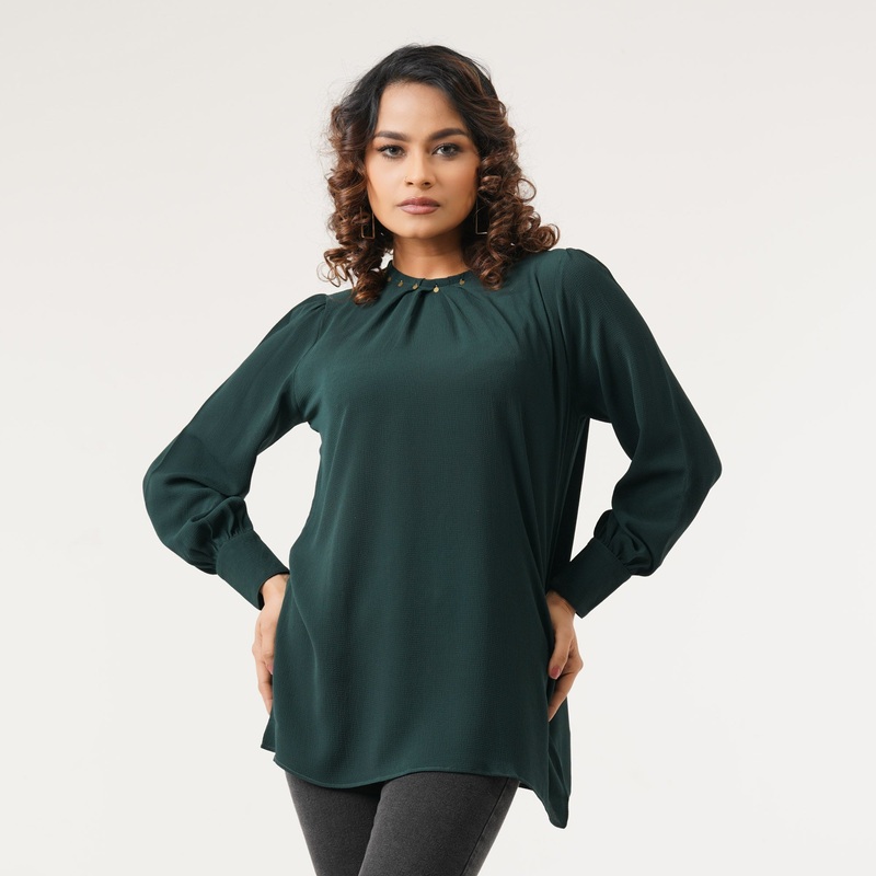 Ethnic Deep Green Workwear Top S DEEP GREEN