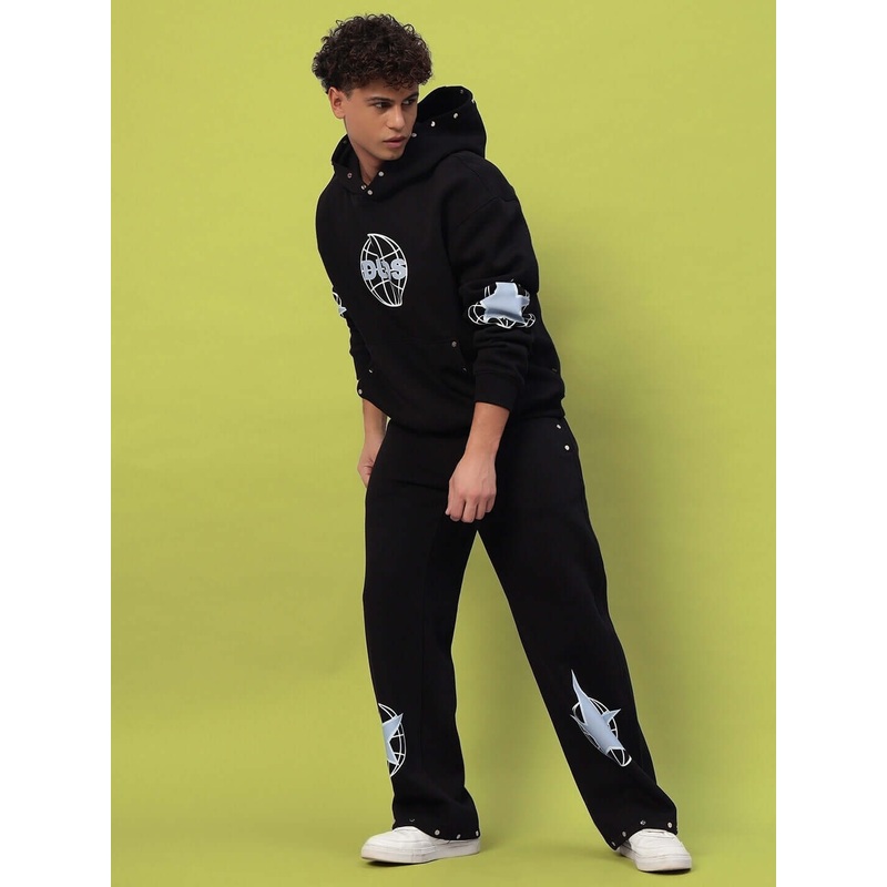 GLOBAL COTTON FLEECE CO-ORD BLACK XS