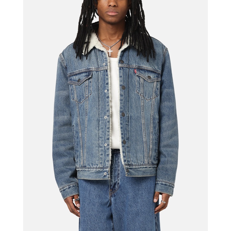 Levi Strauss And Co Relaxed Fit Sherpa Trucker Jacket Blue S