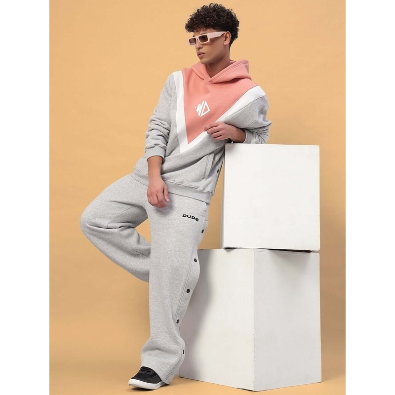 POLAR FLEECE COLORBLOCK CO-ORD GREY PEACH XS