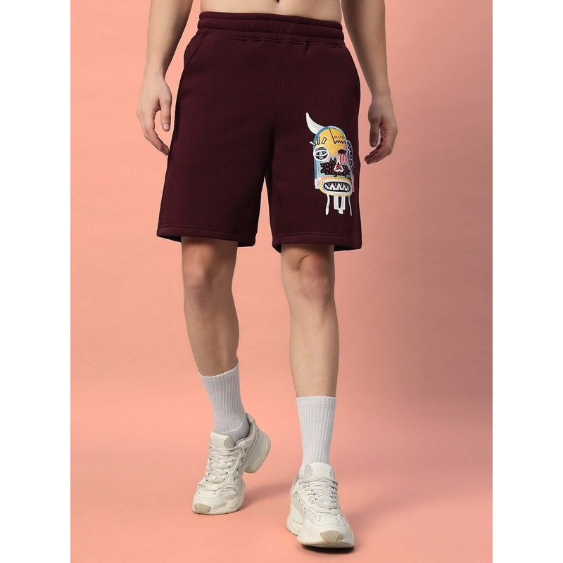 WEARDUDS JUMBLED FLEECE SHORTS WINE XS