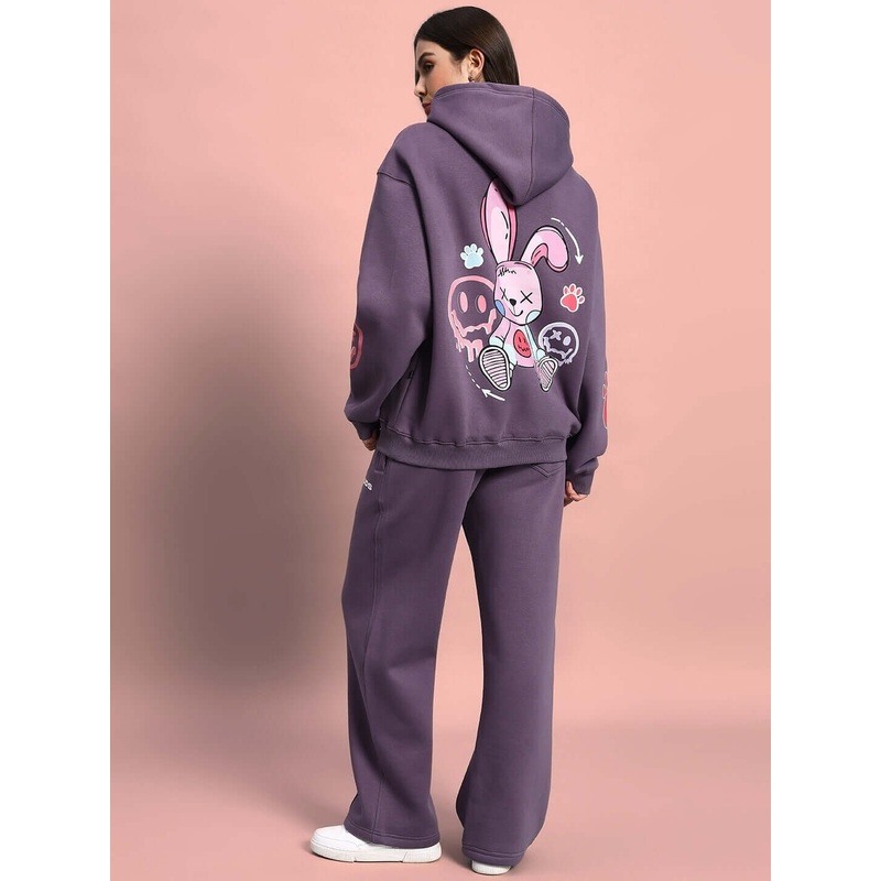 WOMEN CASPER FLEECE COLORBLOCK CO-ORD VIOLET S