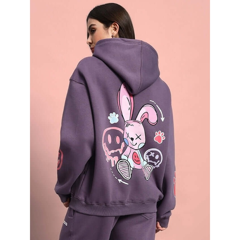 WOMEN CASPER OVERSIZED FLEECE HOODIE VIOLET XS