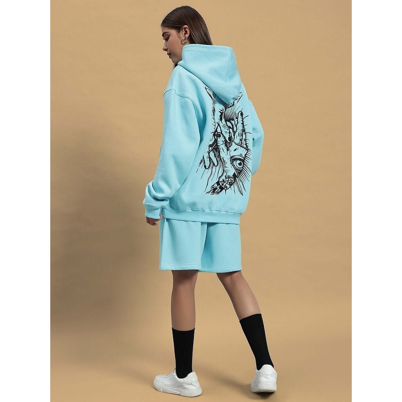 WOMEN DEMON FLEECE CO-ORD SKY BLUE XS