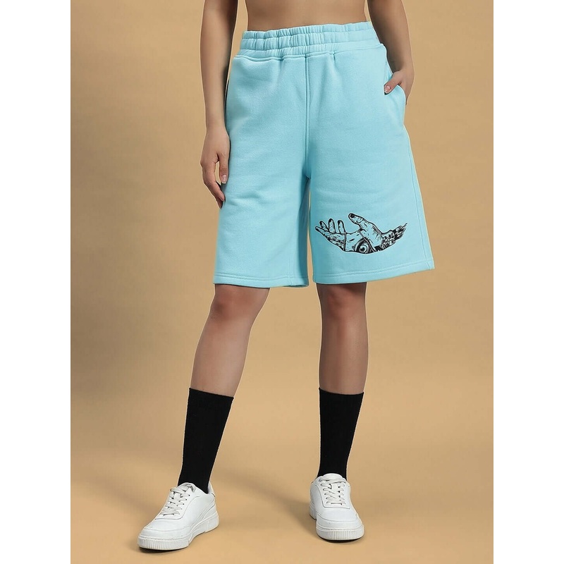 WOMEN DEMON FLEECE SHORTS SKY BLUE XS