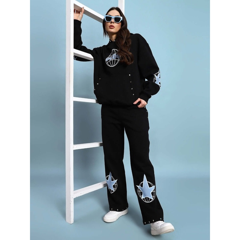 WOMEN GLOBAL FLEECE CO-ORD BLACK S