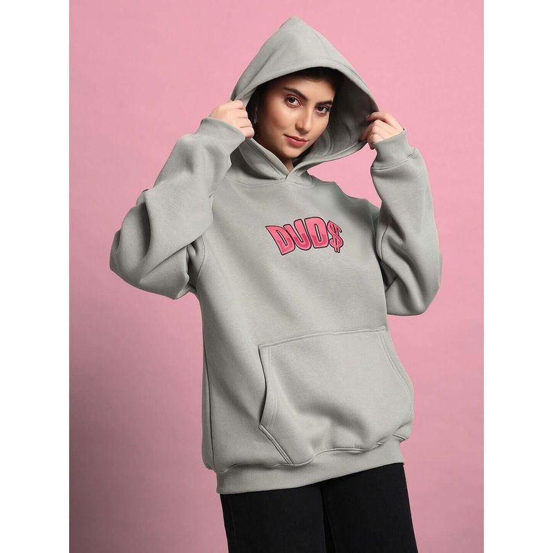 WOMEN PINK PANTHER OVERSIZED HOODIE GREY XS