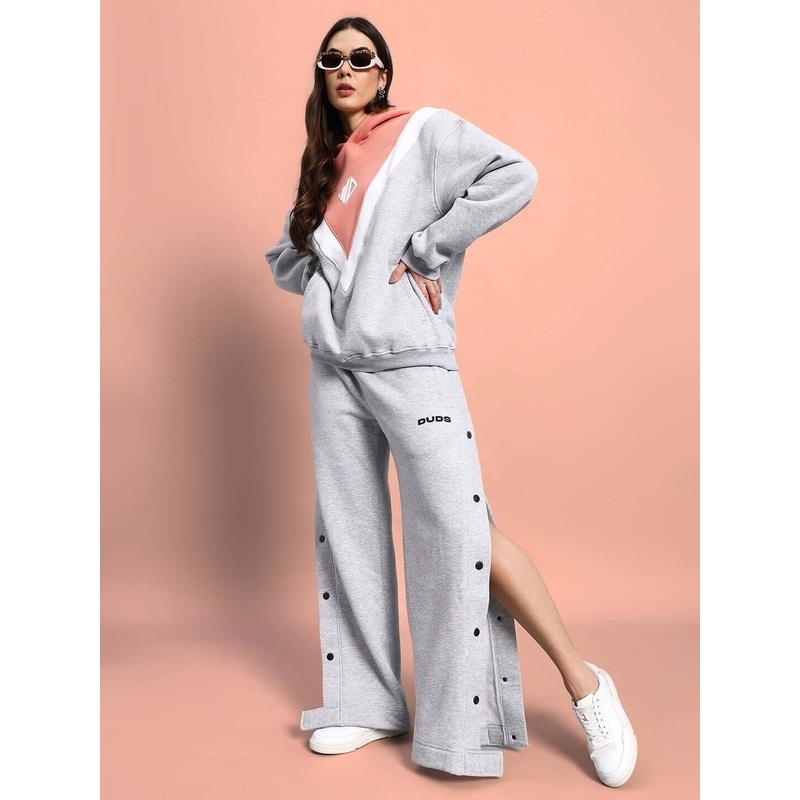 WOMEN POLAR COLORBLOCK CO-ORD GREY PEACH S