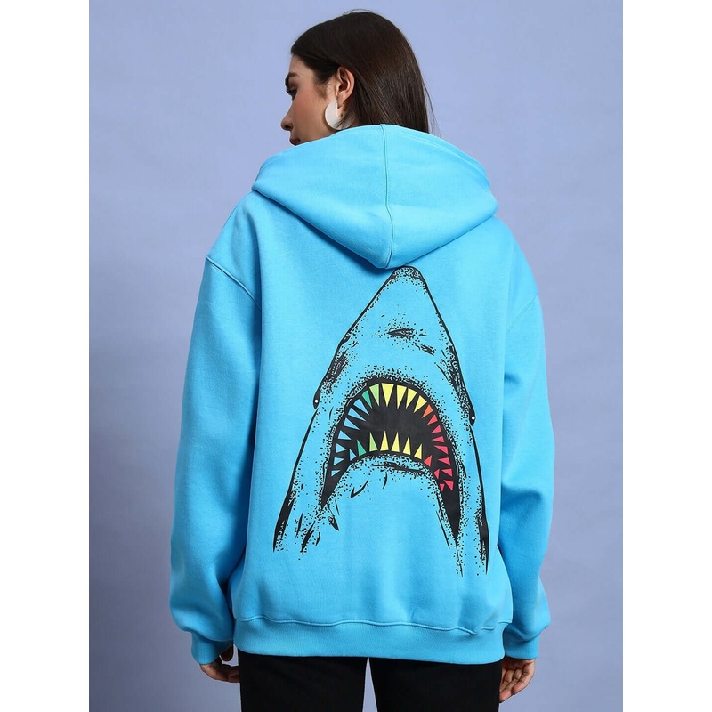 WOMEN SHARKWAVE FLEECE OVERSIZED HOODIE LIGHT BLUE XS