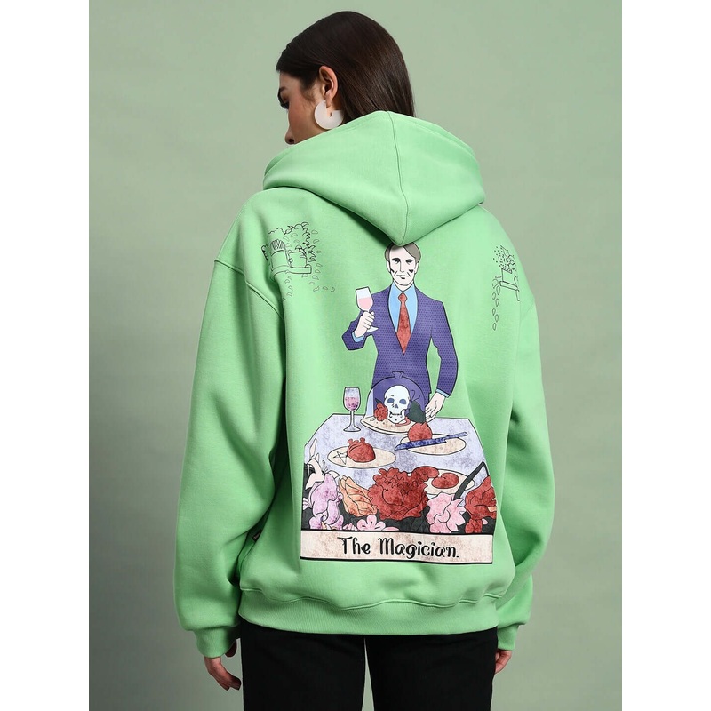 WOMEN VOODO FLEECE OVERSIZED HOODIE GREEN XS