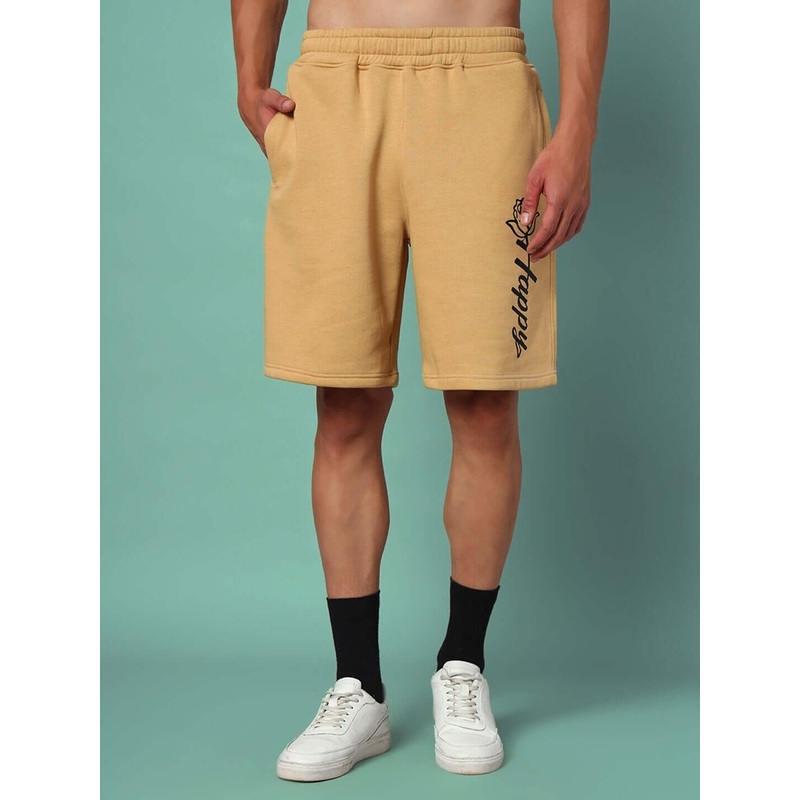 HAPPY REGULAR FIT FLEECE SHORTS BEIGE XS
