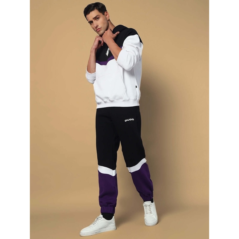 HARLEY FLEECE COLORBLOCK CO-ORD WHITE PURPLE XS