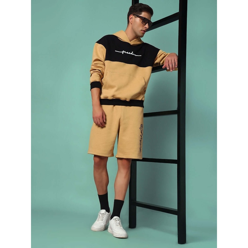 LIBERTY FLEECE COLORBLOCK CO-ORD BEIGE BLACK XS