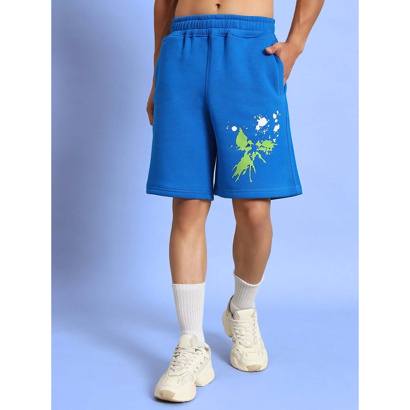 NO DRAMA COTTON FLEECE SHORTS ROYAL BLUE XS
