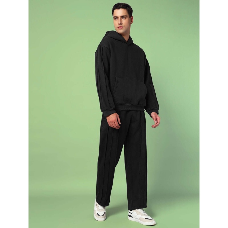 URBAN SOLID PLATED FLEECE CO-ORD BLACK XS