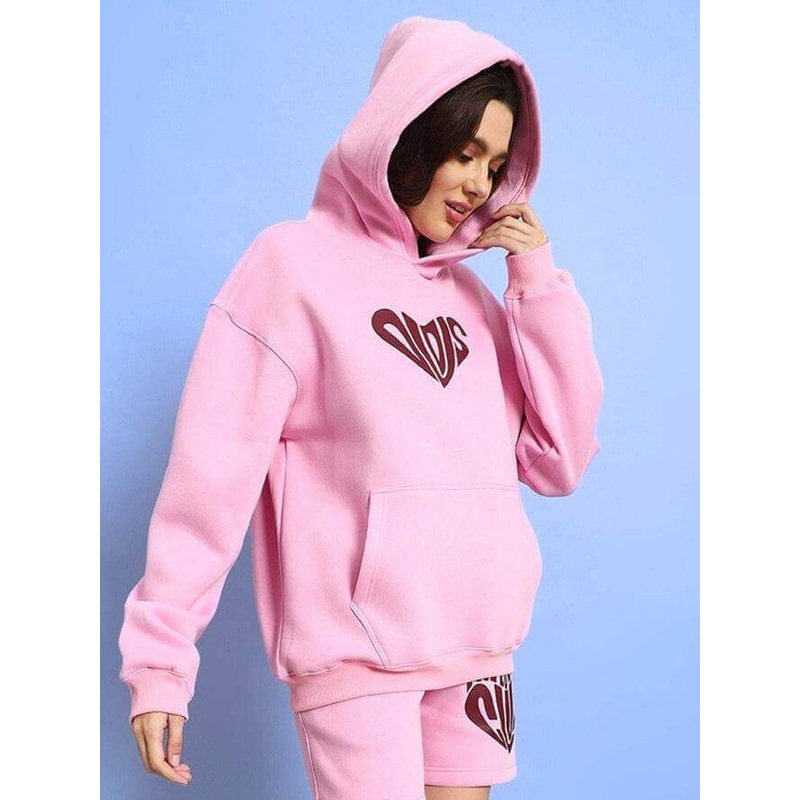 WOMEN LOVERS CLUB FLEECE HOODIE PINK XS