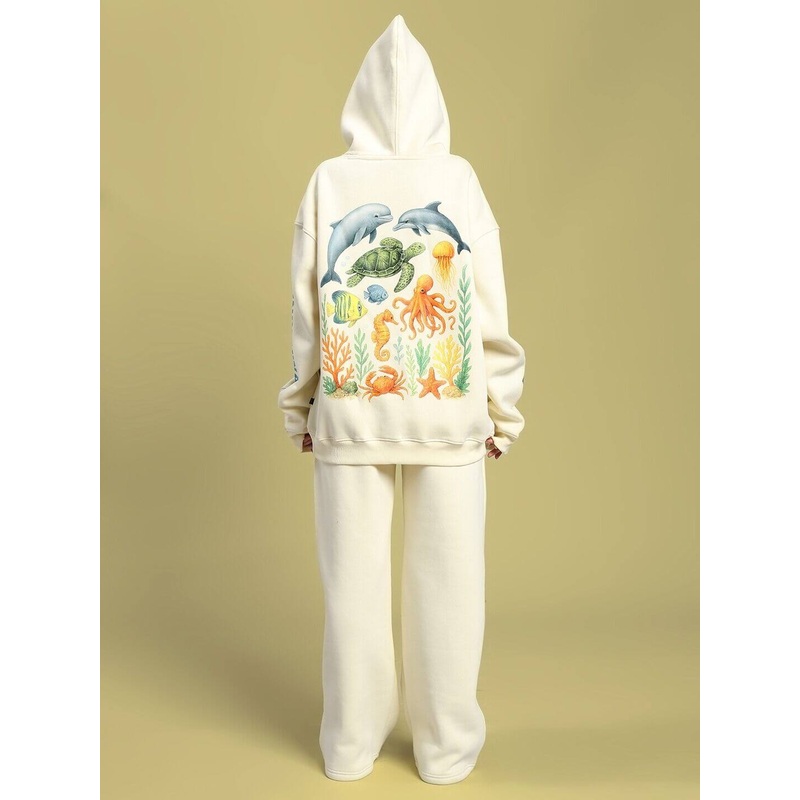 WOMEN OCEAN BUDDIES FLEECE CO-ORD SET OFF-WHITE XS