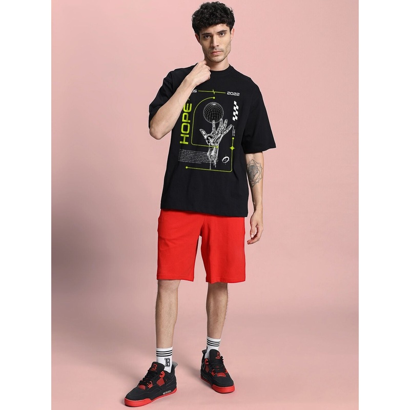 HOPE PRINTED OVERSIZED CO-ORD SET BLACK RED XS