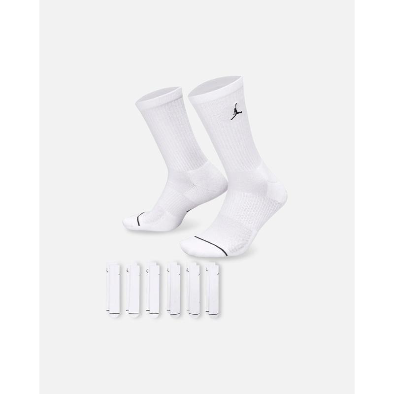 Jordan Everyday Cushioned Crew Socks 6 Pack White/Black S