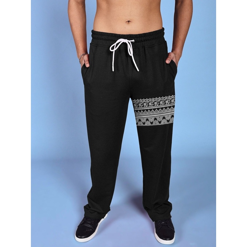 THAI TRADITIONAL PRINTED RELAXED FIT JOGGER BLACK XS
