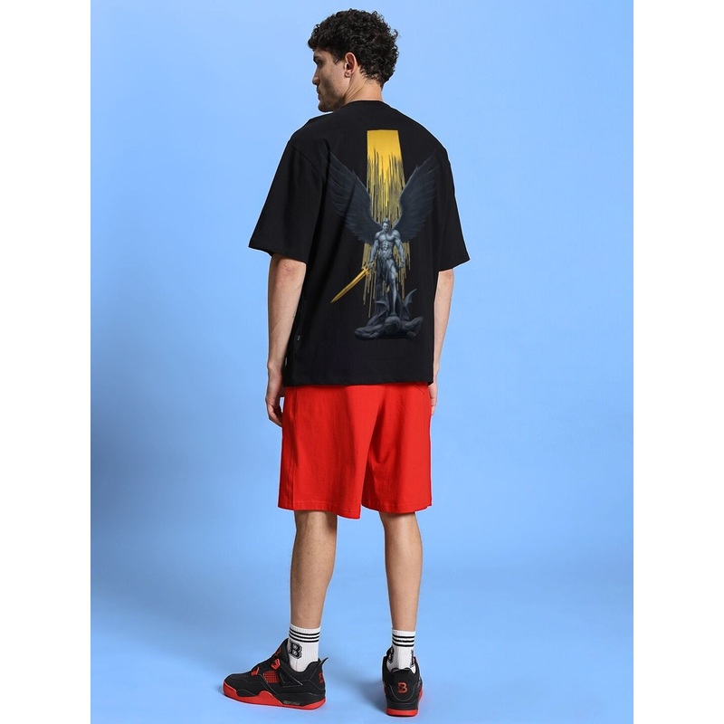 WINGED WARRIOR PRINTED OVERSIZED CO-ORD SET BLACK RED XS