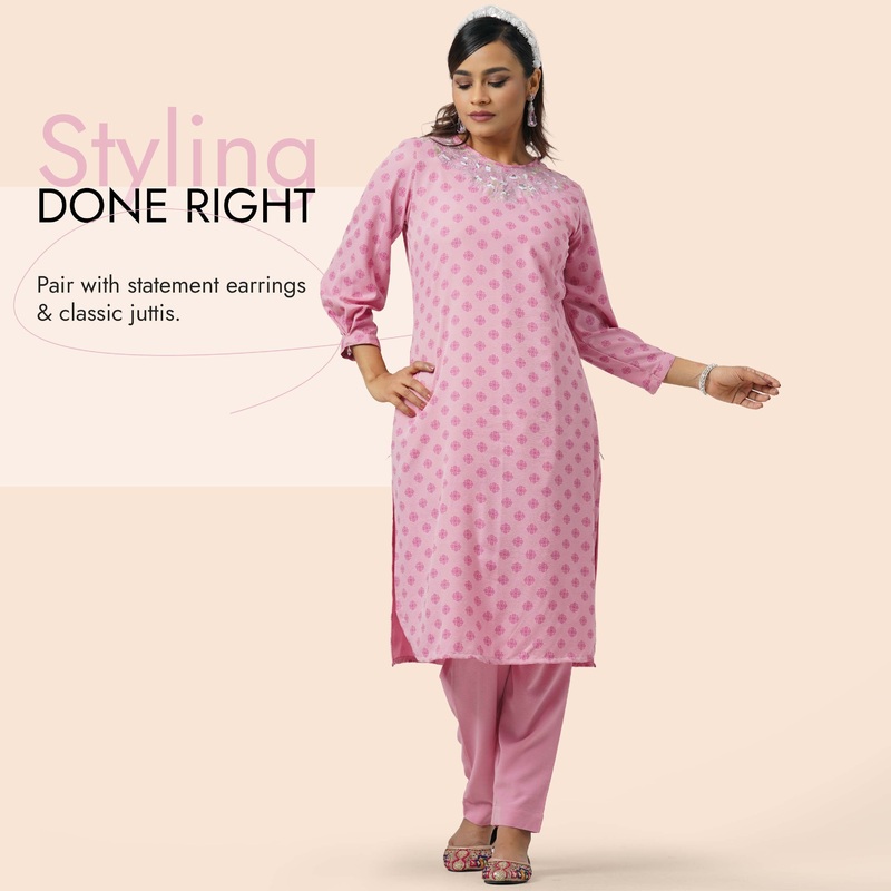 Womens Ethnic Two Piece Set S LAVENDER