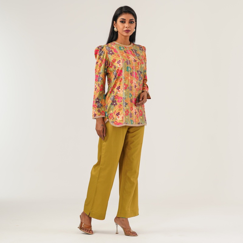 Womens Floral Ethnic Two Piece Set S PINK