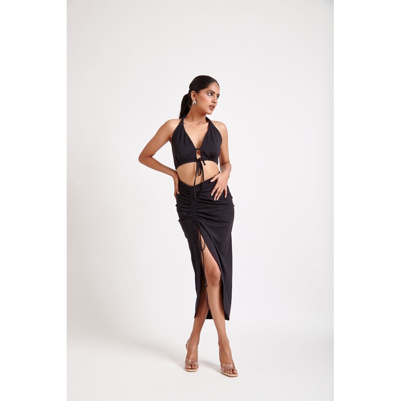 Asymmetrical Drawstring Skirt 24 Black