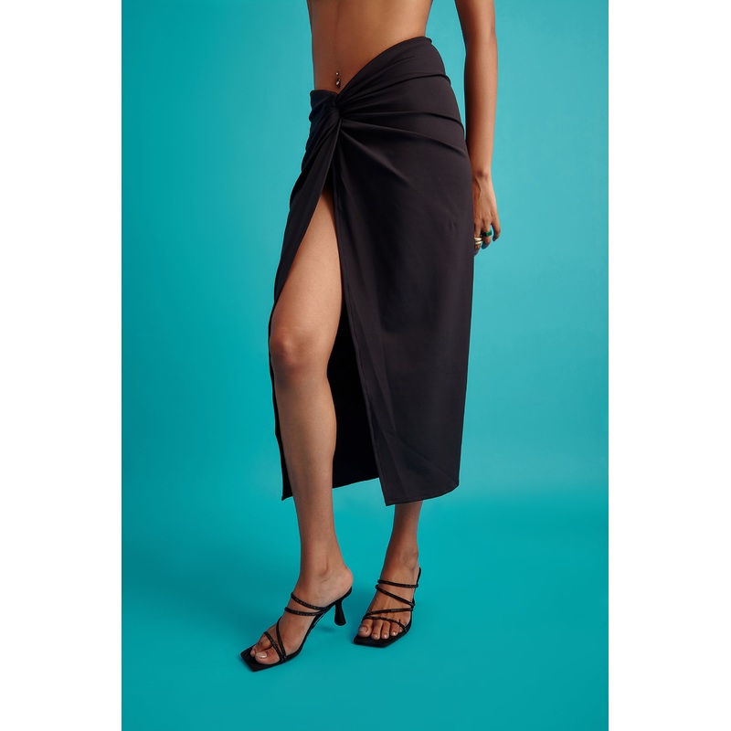 Asymmetrical Knotted Skirt 24 Black