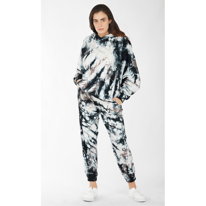 Black-White Tie & Dye Joggers XS/S Black